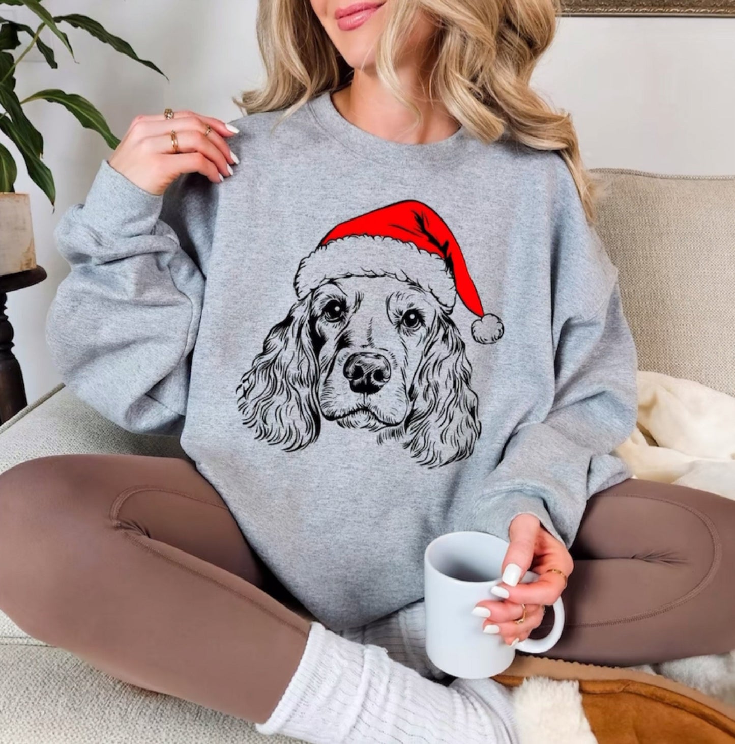 Santa Paws Christmas Dog Sweatshirt - 50 Dog Breeds in Santa Hats