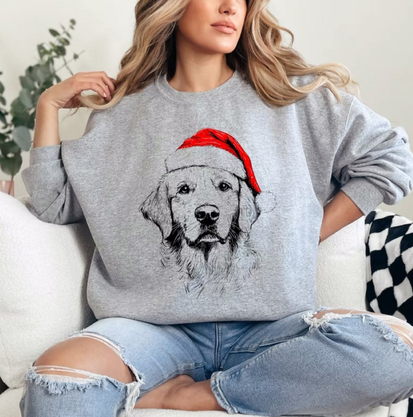 Santa Paws Christmas Dog Sweatshirt - 50 Dog Breeds in Santa Hats